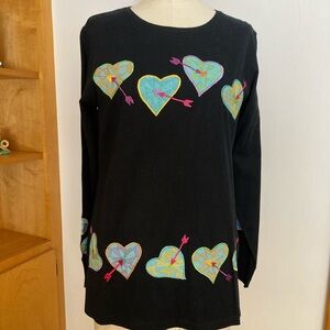 Heart and Arrow Design Long Sleeve in Black Valentines